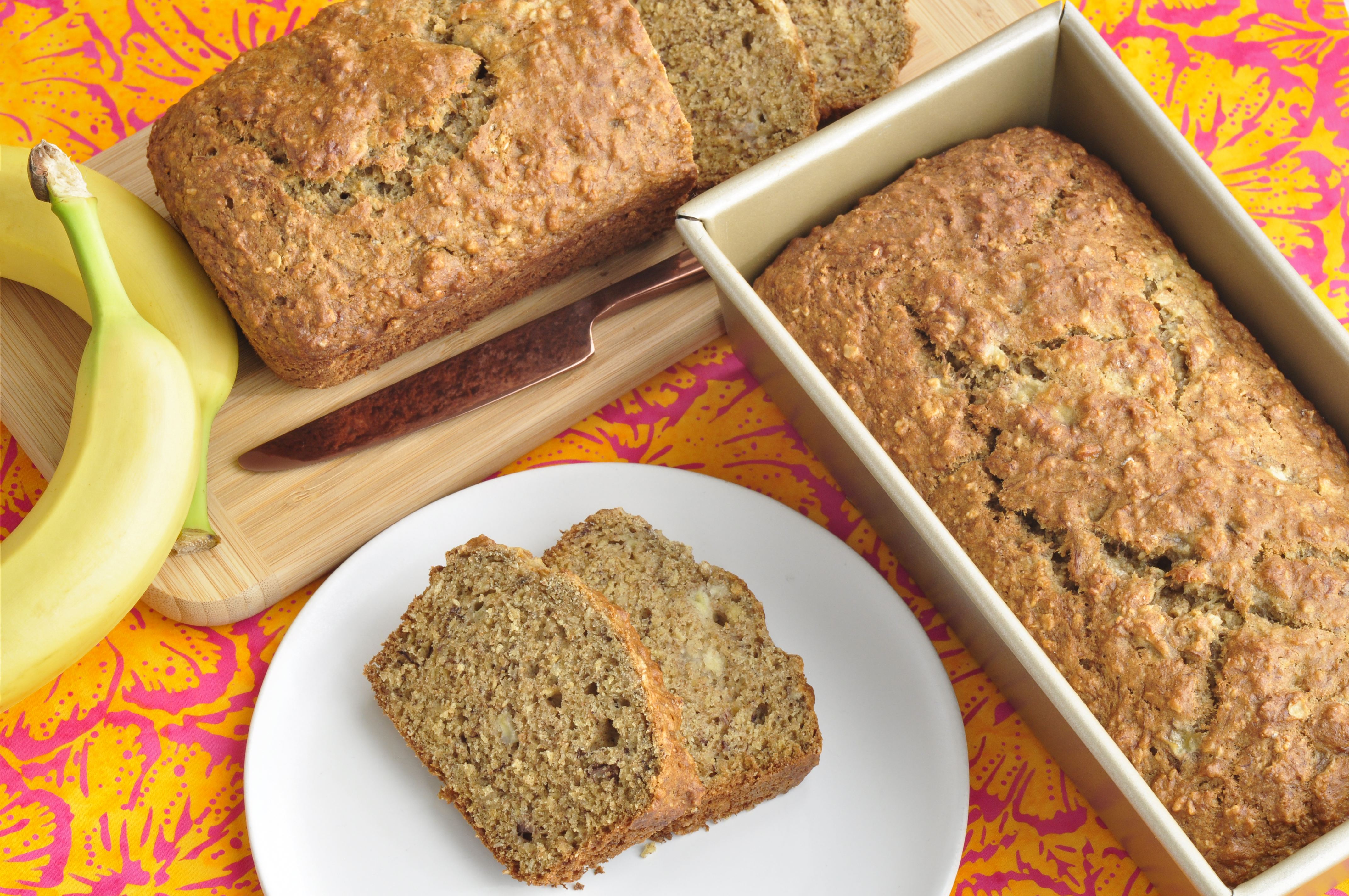 Banana Oatmeal Bread on table