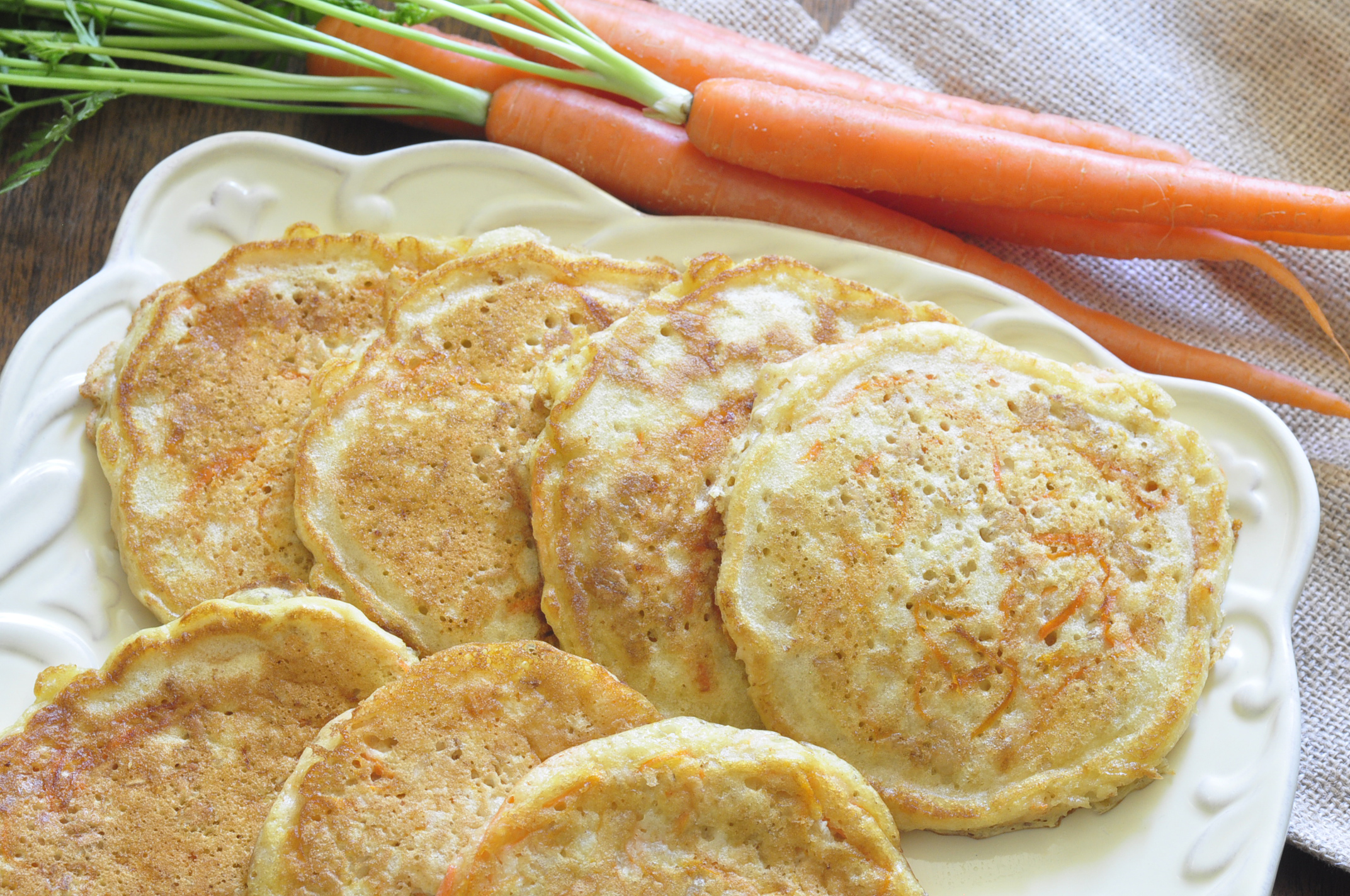 Carrot Pancakes Served on platter