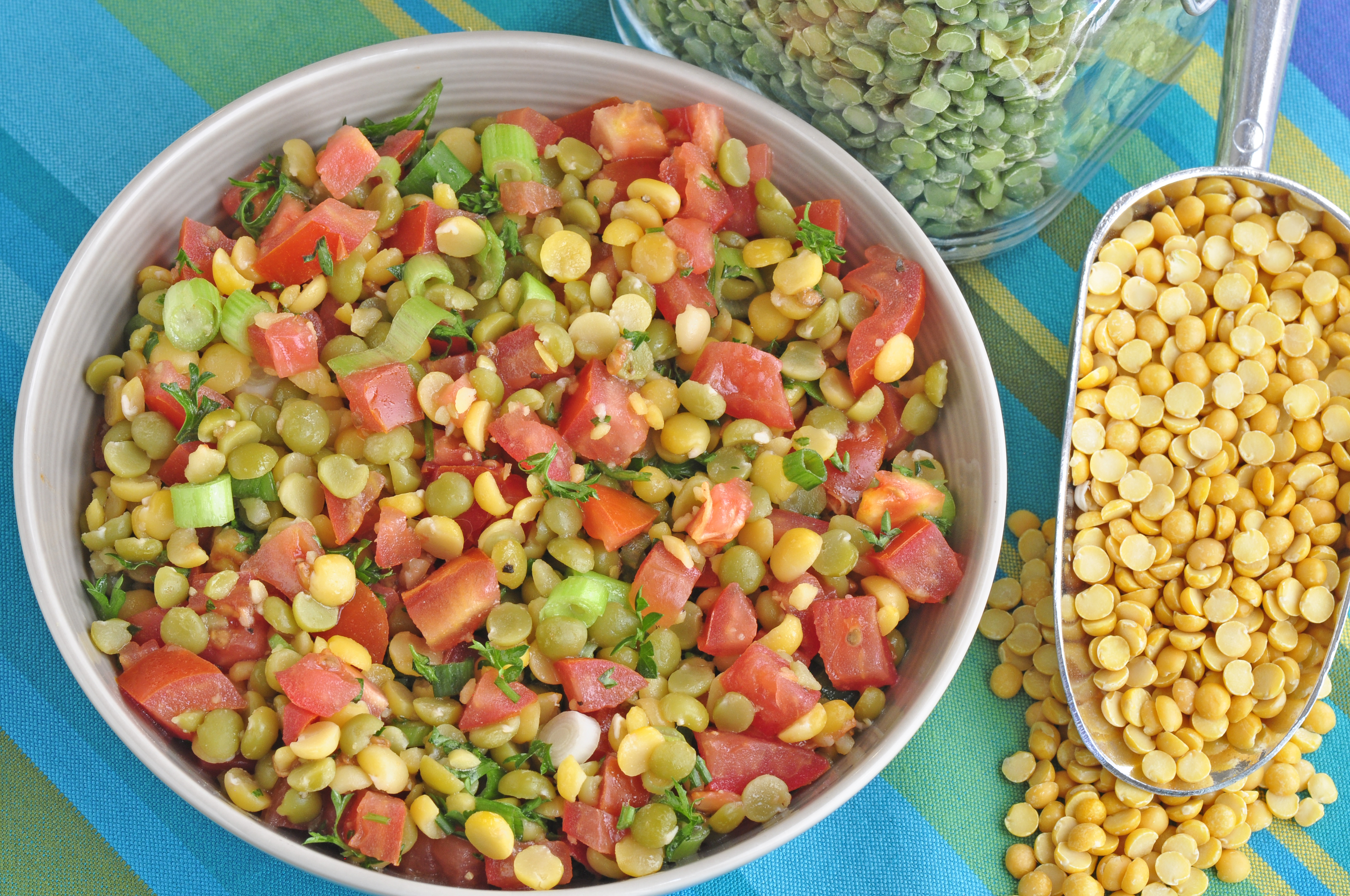 Split Pea Salad served in bowl