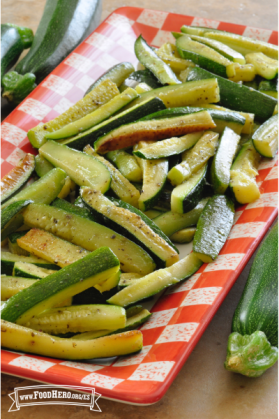 Plato de calabacitas tiernas.