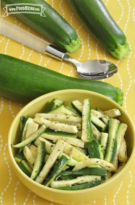 Bowl of zucchini spears.