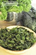 Baked, crisp kale in a bowl.