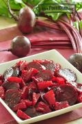 Bowl of red beets and pineapple.