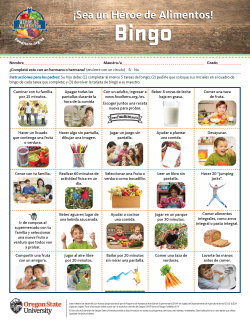 ¡Sea un Héroe de Alimentos! Bingo hoja de actividad