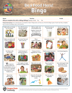 overview of the be a food hero bingo activity sheet