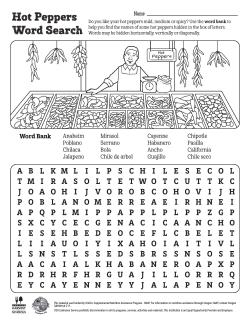 Hot Peppers Word Search