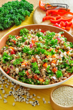 Bowl of Black-Eyed Peas and Quinoa Salad.