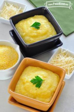 Bowls of fine textured polenta.