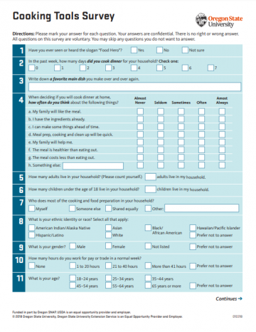 Cooking Tools Survey - English