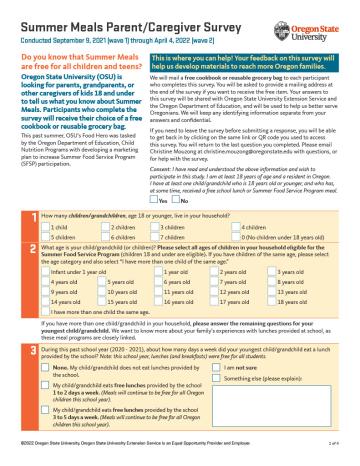 Photo of Summer Meals Survey