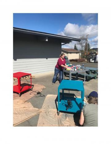 Retired AV carts being transformed into Food Hero Smoothie Carts 